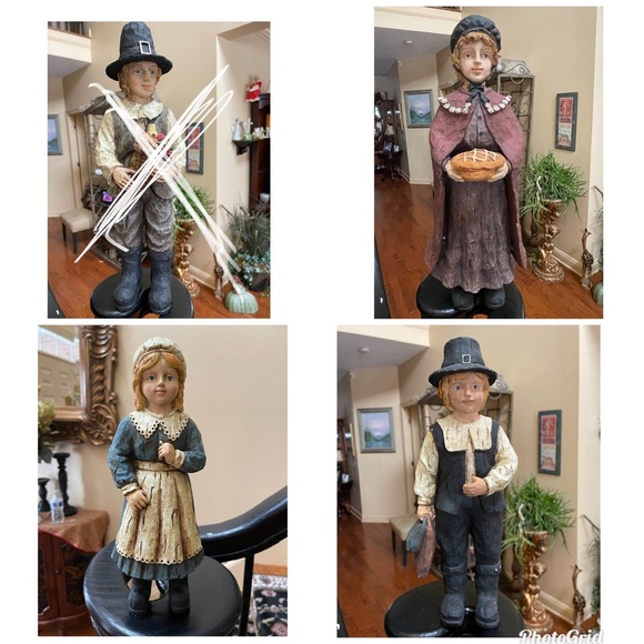 THANKSGIVING MIDWEST OF CANNON FALLS RESIN PILGRAM WOMAN FIGURINE 12” Vntg - Picture 10 of 16